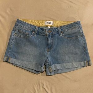 PAIGE Jimmy Jimmy Denim Shorts Cuffed Hem
Size 26 Color Maddie
Never Worn